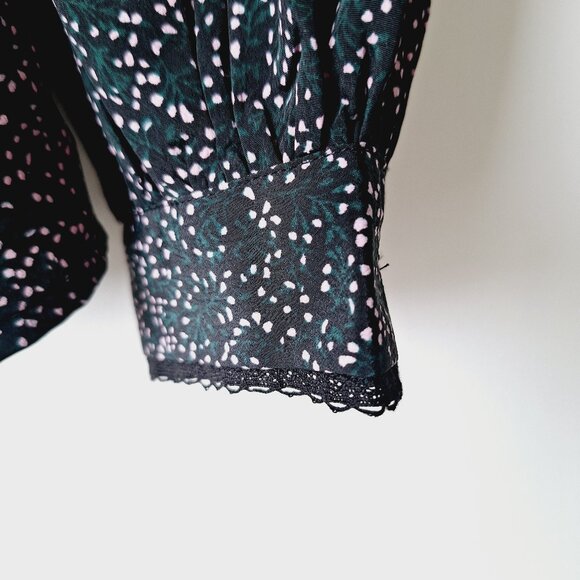 TOPSHOP Lace Inset Floral Ruffle Top - Black - Picture 6 of 9